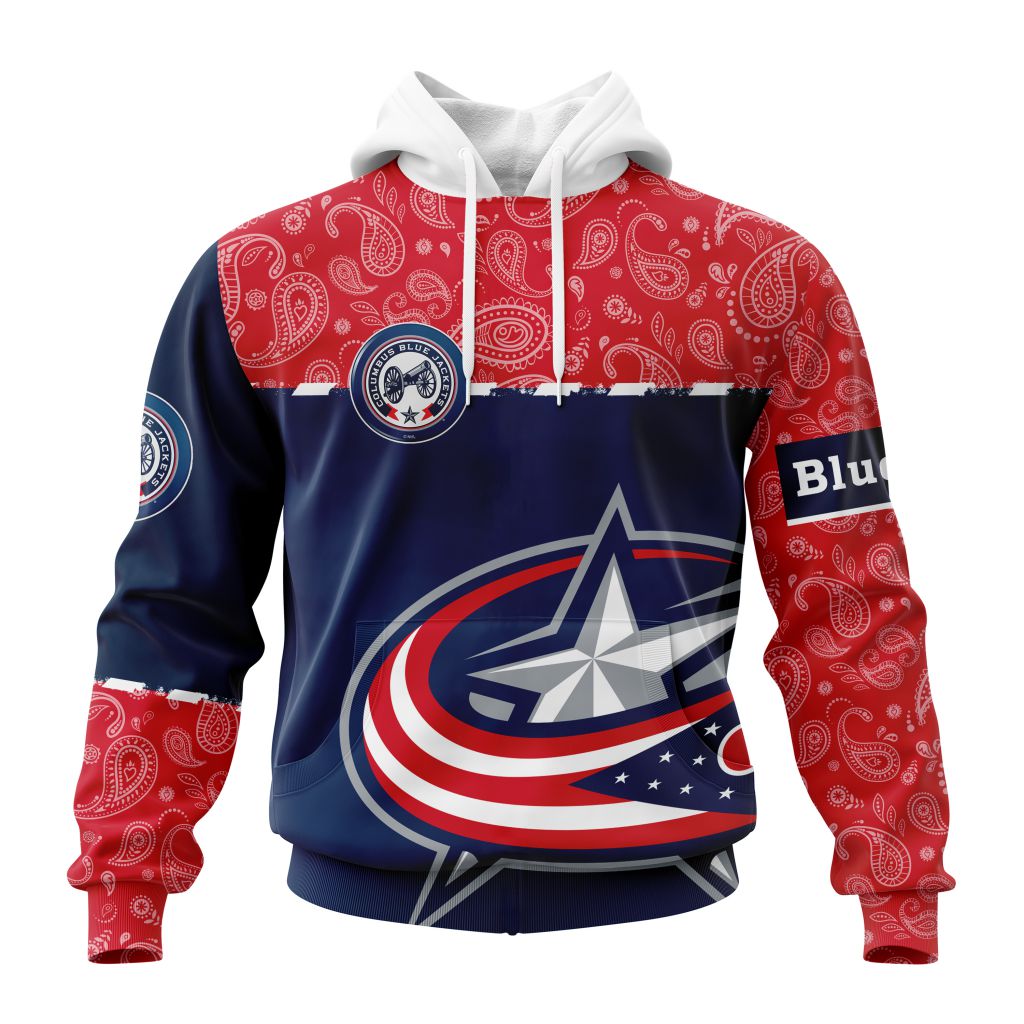 Personalized Nhl Columbus Blue Jackets Specialized Hockey With Paisley Pullover Hoodie
