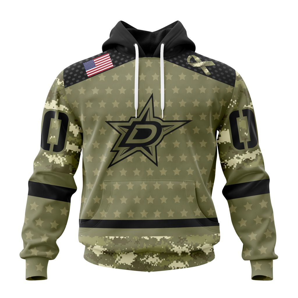 Personalized Nhl Dallas Stars Special Camo Military Appreciation Pullover Hoodie