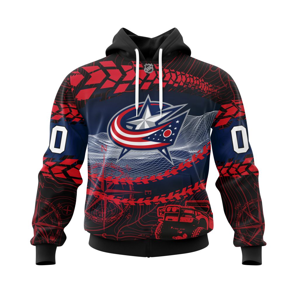 Personalized Nhl Columbus Blue Jackets Specialized Off Road Style Pullover Hoodie