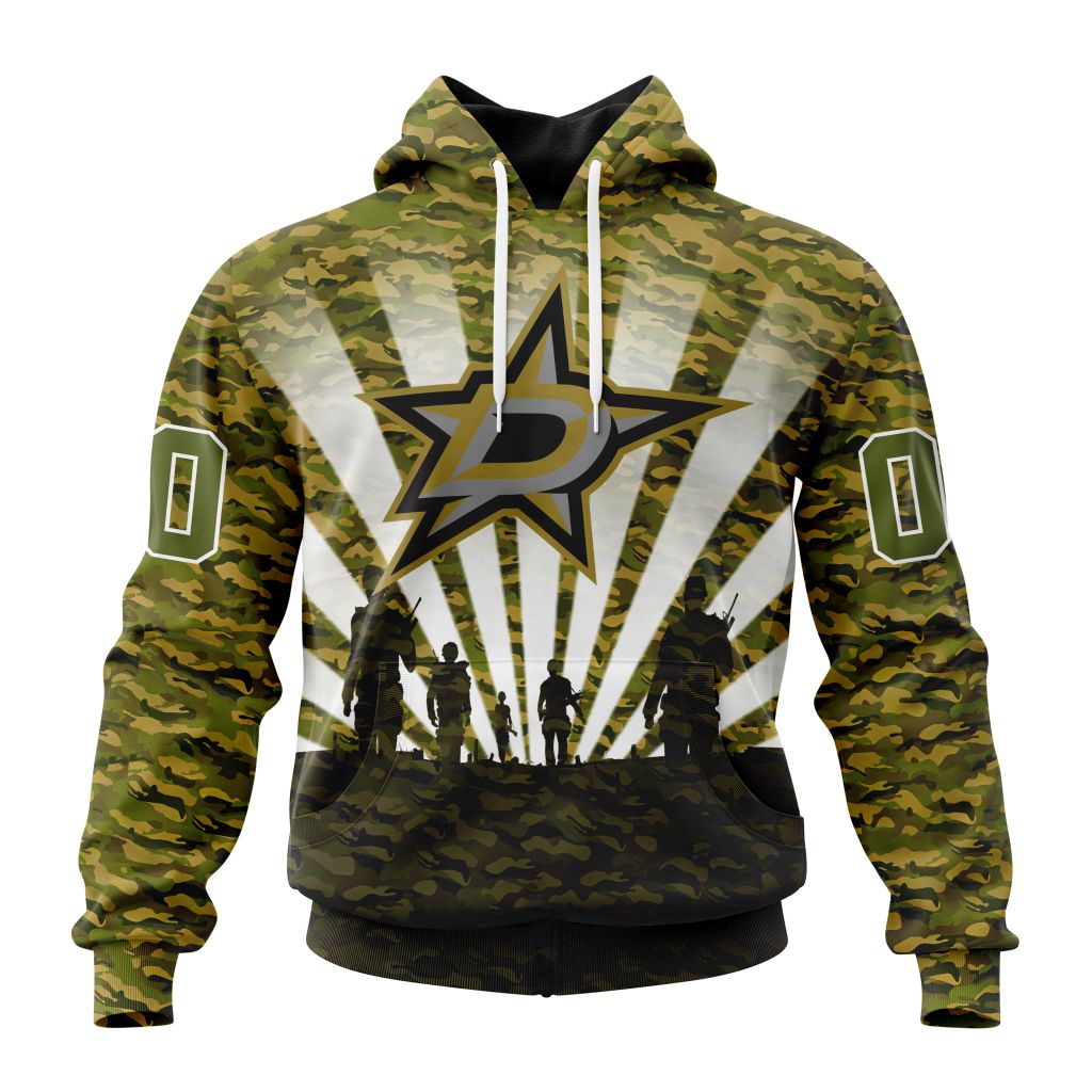 Personalized Nhl Dallas Stars Military Camo Kits For Veterans Day And Rememberance Day Pullover Hoodie