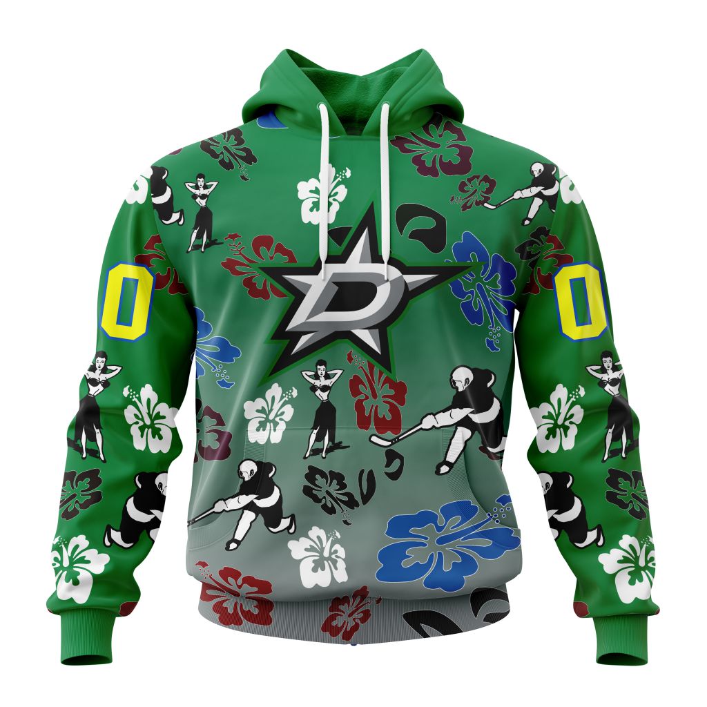 Personalized Nhl Dallas Stars Hawaiian Style Design For Fans Pullover Hoodie
