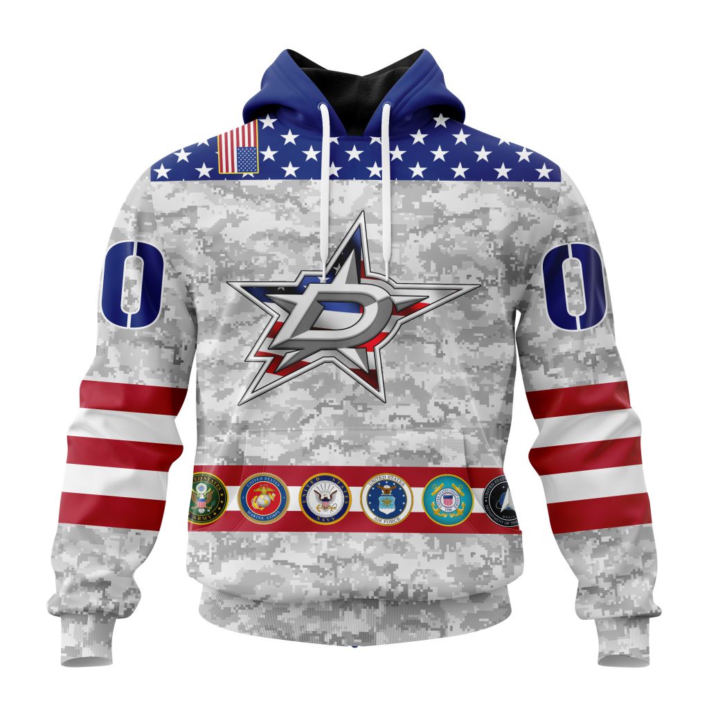 Personalized Nhl Dallas Stars Armed Forces Appreciation Pullover Hoodie