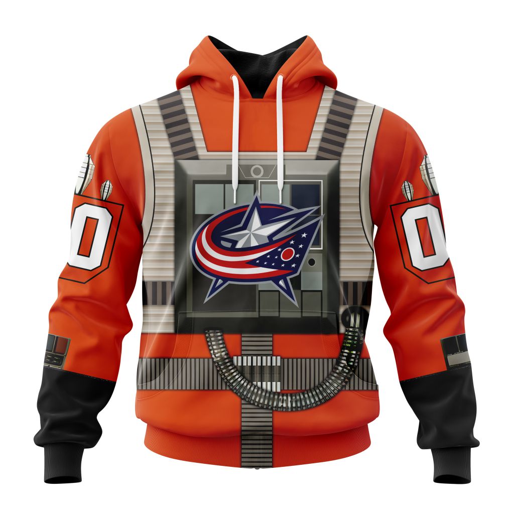 Personalized Nhl Columbus Blue Jackets Star Wars Rebel Pilot Design Pullover Hoodie
