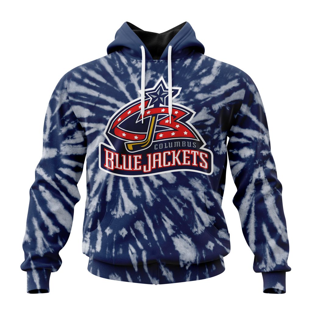 Personalized Nhl Columbus Blue Jackets Special Retro Vintage Tie Dye Pullover Hoodie
