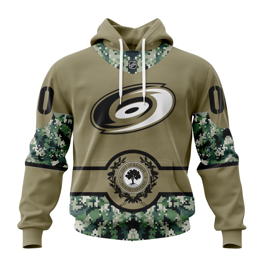 Personalized Nhl Carolina Hurricanes Military Camo With City Or State Flag Pullover Hoodie