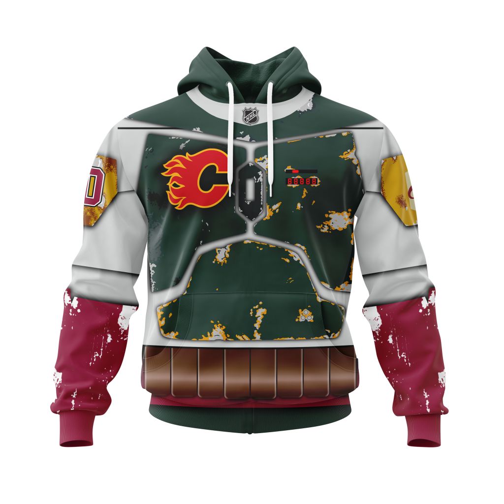 Personalized Nhl Calgary Flames X Boba Fett Armor Pullover Hoodie