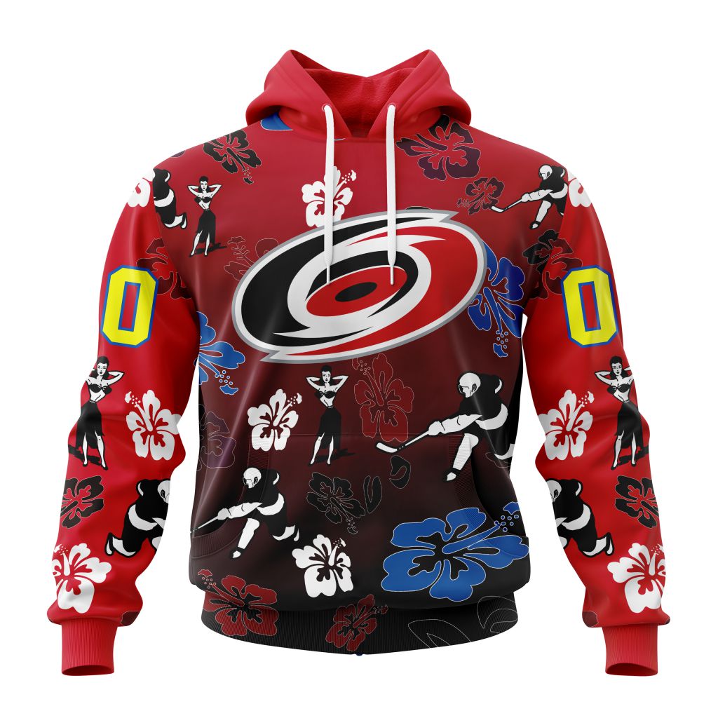 Personalized Nhl Carolina Hurricanes Hawaiian Style Design For Fans Pullover Hoodie