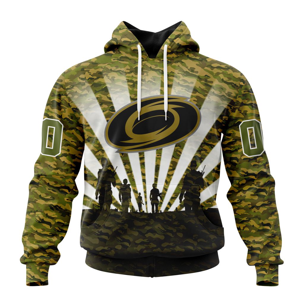 Personalized Nhl Carolina Hurricanes Military Camo Kits For Veterans Day And Rememberance Day Pullover Hoodie