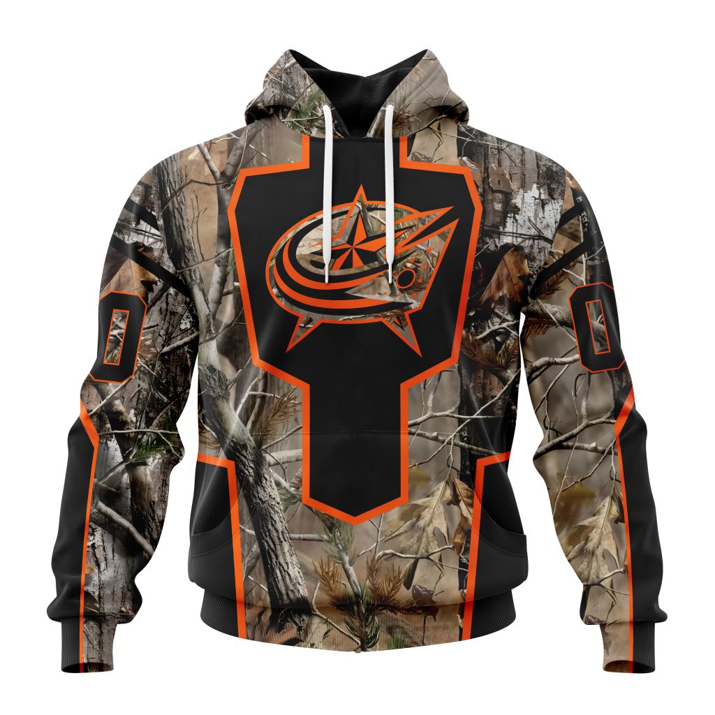 Personalized Nhl Columbus Blue Jackets Special Camo Realtree Hunting Pullover Hoodie