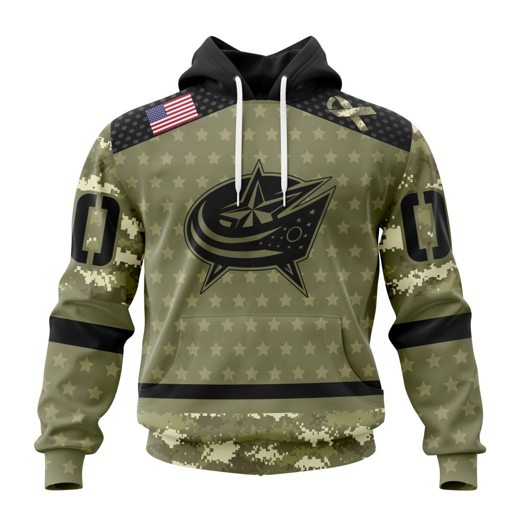 Personalized Nhl Columbus Blue Jackets Special Camo Military Appreciation Pullover Hoodie