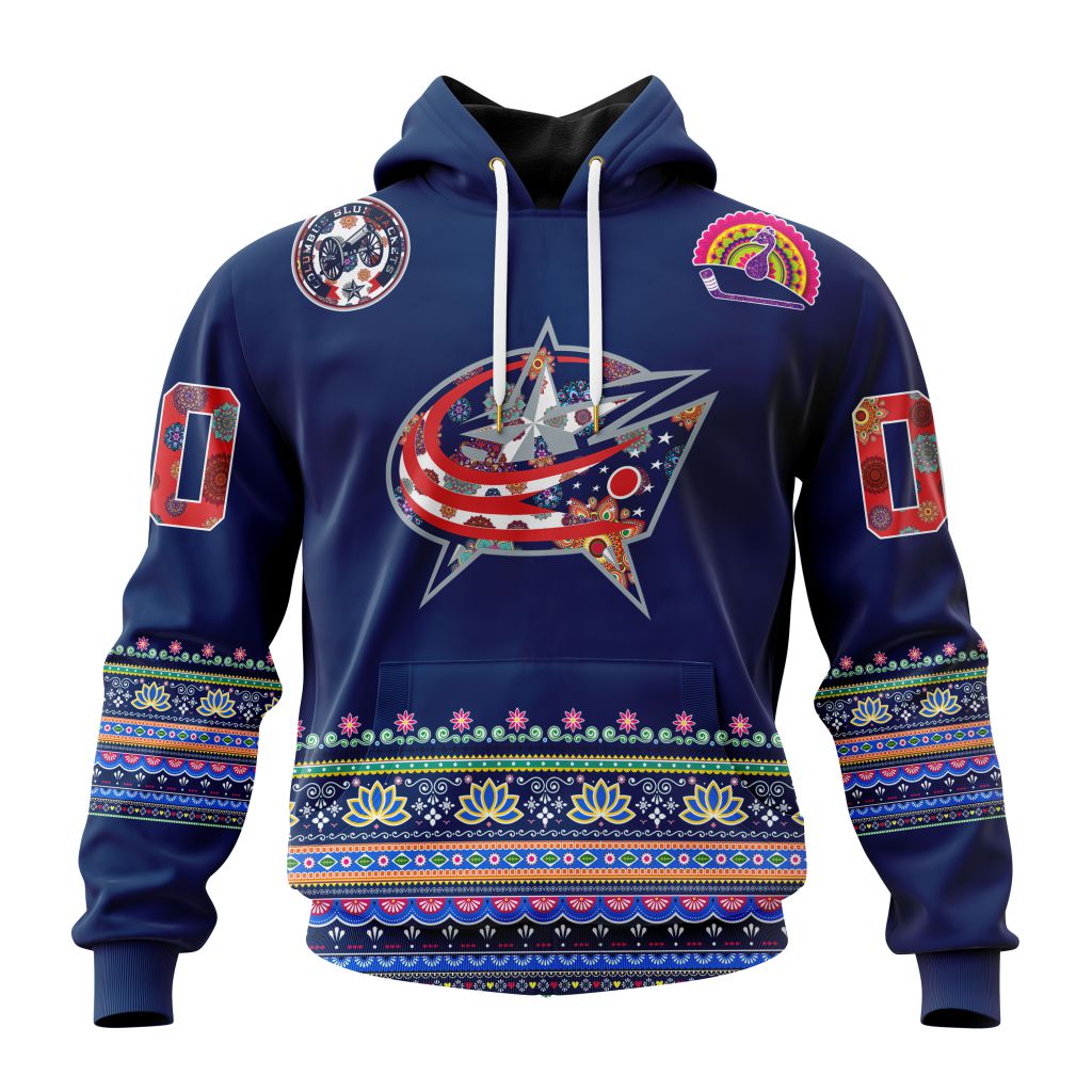 Personalized Nhl Columbus Blue Jackets Jersey Hockey For All Diwali Festival Pullover Hoodie