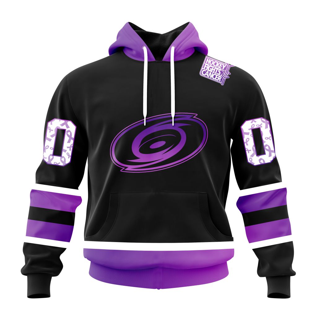 Personalized Nhl Carolina Hurricanes Special Black Hockey Fights Cancer Pullover Hoodie