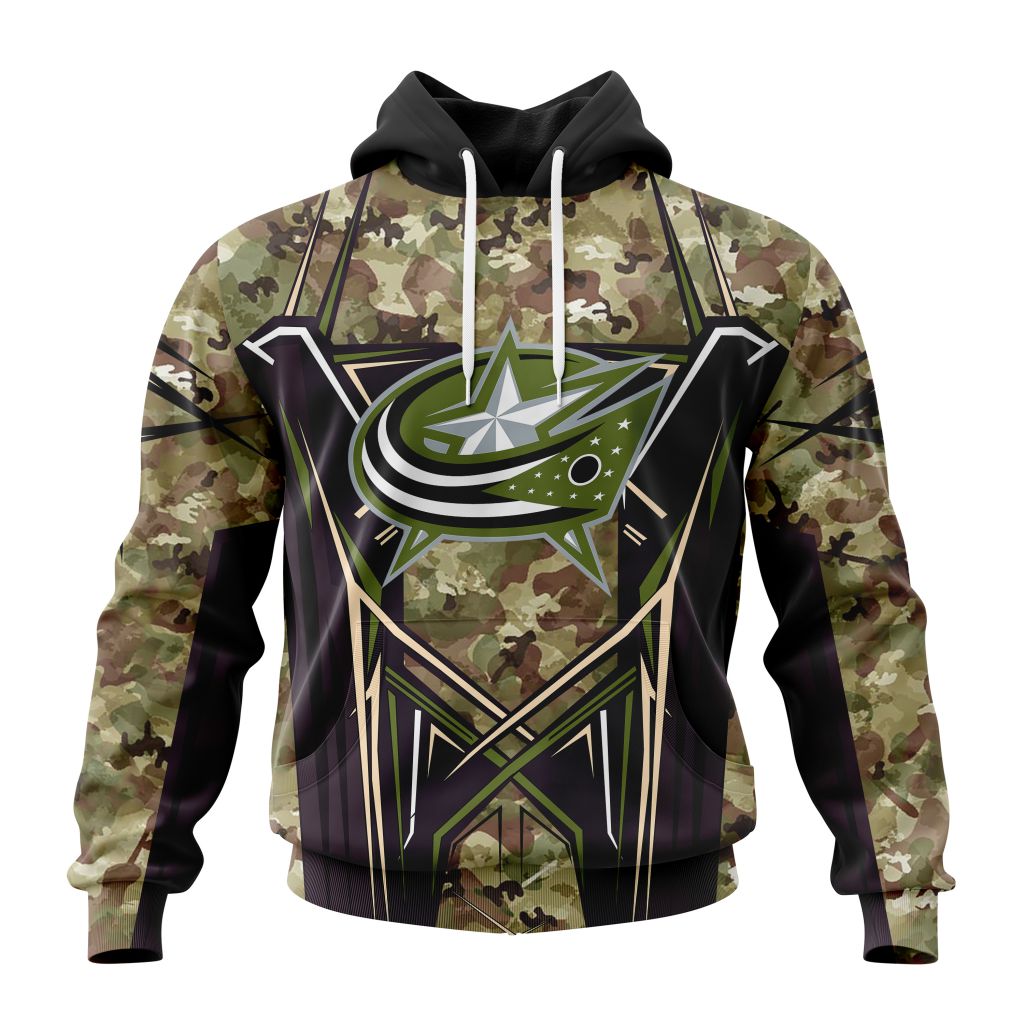 Personalized Nhl Columbus Blue Jackets Special Camo Color Design Hoodie