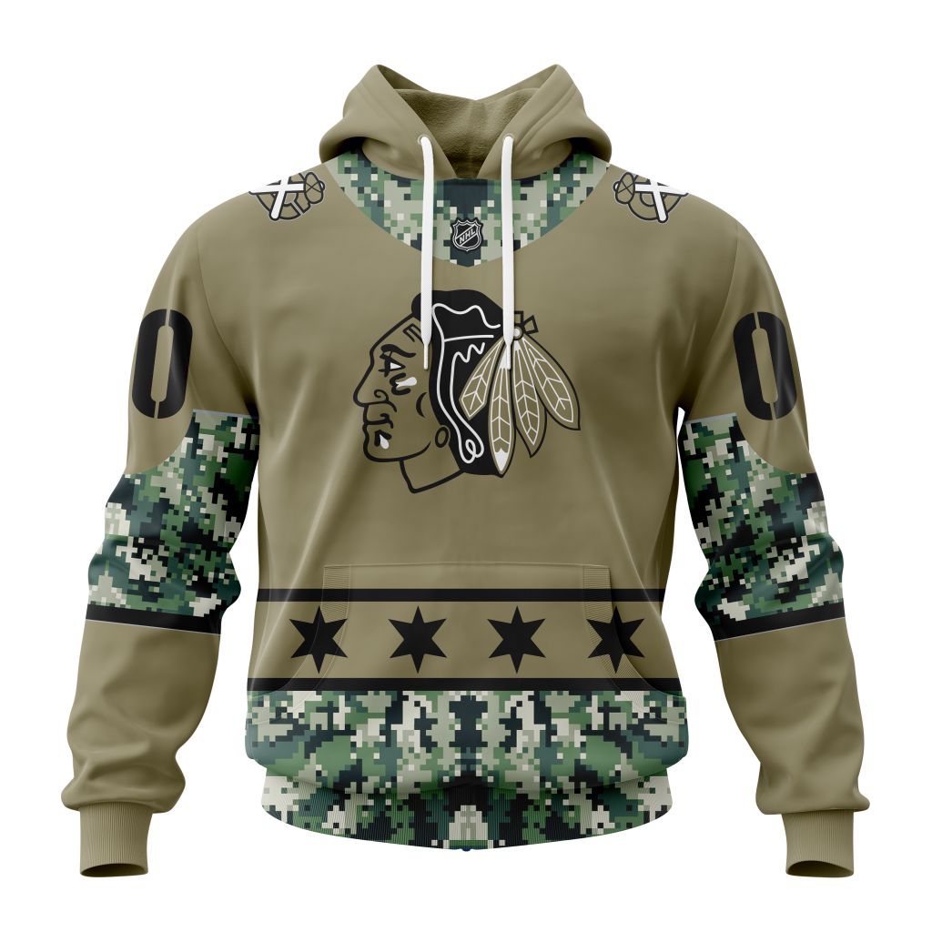 Personalized Nhl Chicago Blackhawks Military Camo With City Or State Flag Pullover Hoodie