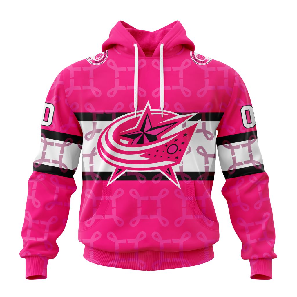 Personalized Nhl Columbus Blue Jackets I Pink I Can In October We Wear Pink Breast Cancer Pullover Hoodie