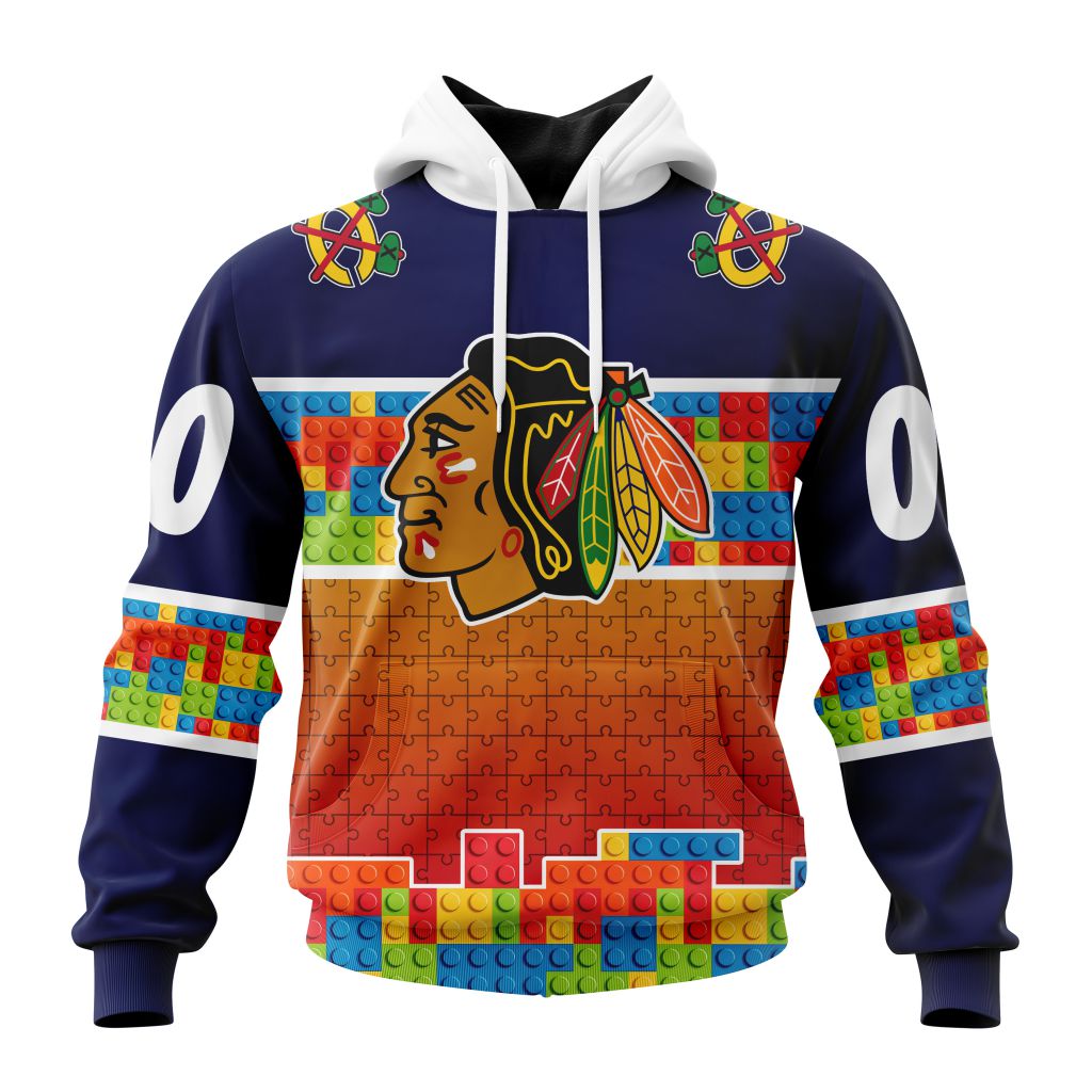 Personalized Nhl Chicago Blackhawks Autism Awareness Design Hoodie