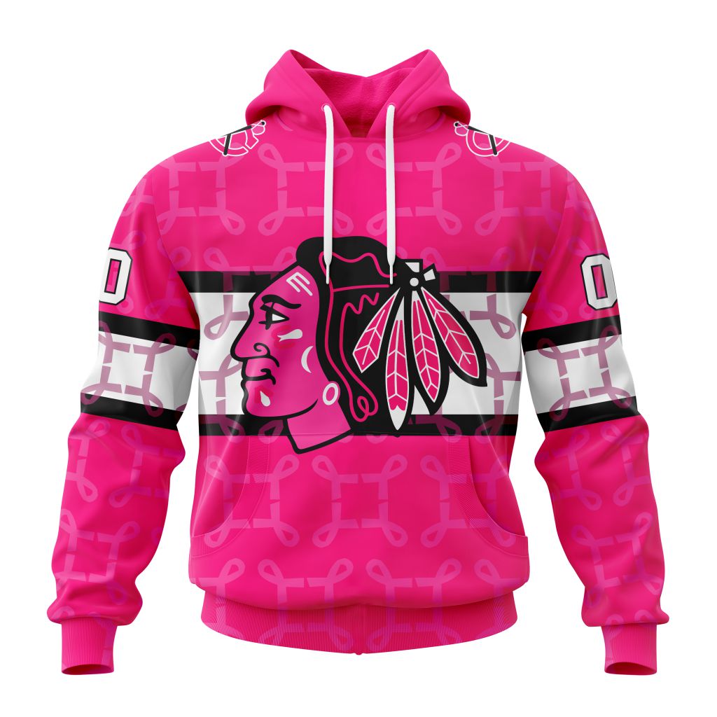 Personalized Nhl Chicago Blackhawks I Pink I Can In October We Wear Pink Breast Cancer Pullover Hoodie