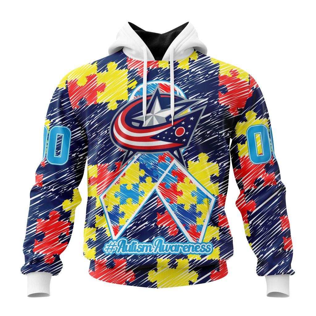 Personalized Nhl Columbus Blue Jackets Special Autism Awareness Month Pullover Hoodie