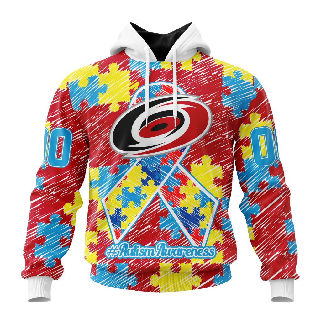 Personalized Nhl Carolina Hurricanes Special Autism Awareness Month Pullover Hoodie