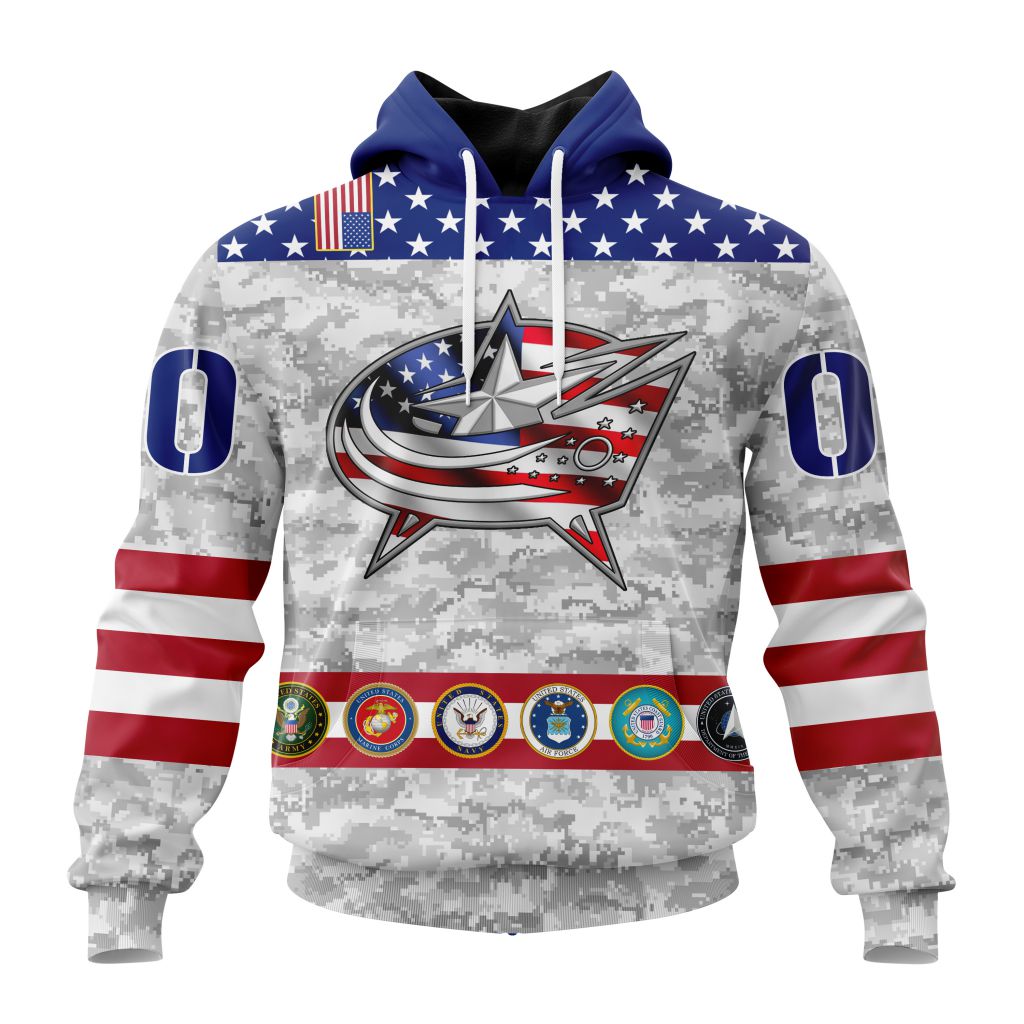 Personalized Nhl Columbus Blue Jackets Armed Forces Appreciation Pullover Hoodie