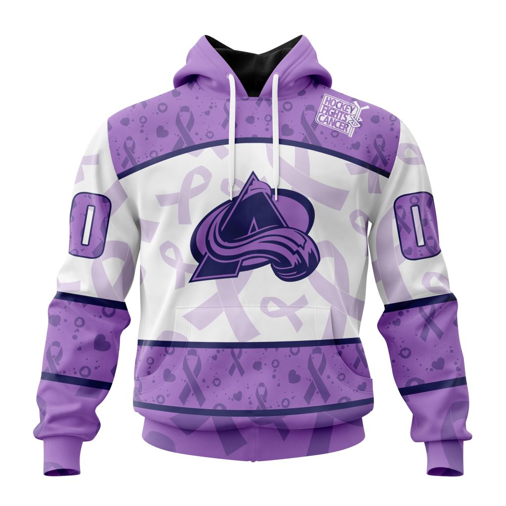 Personalized Nhl Colorado Avalanche Special Lavender Hockey Fights Cancer Pullover Hoodie