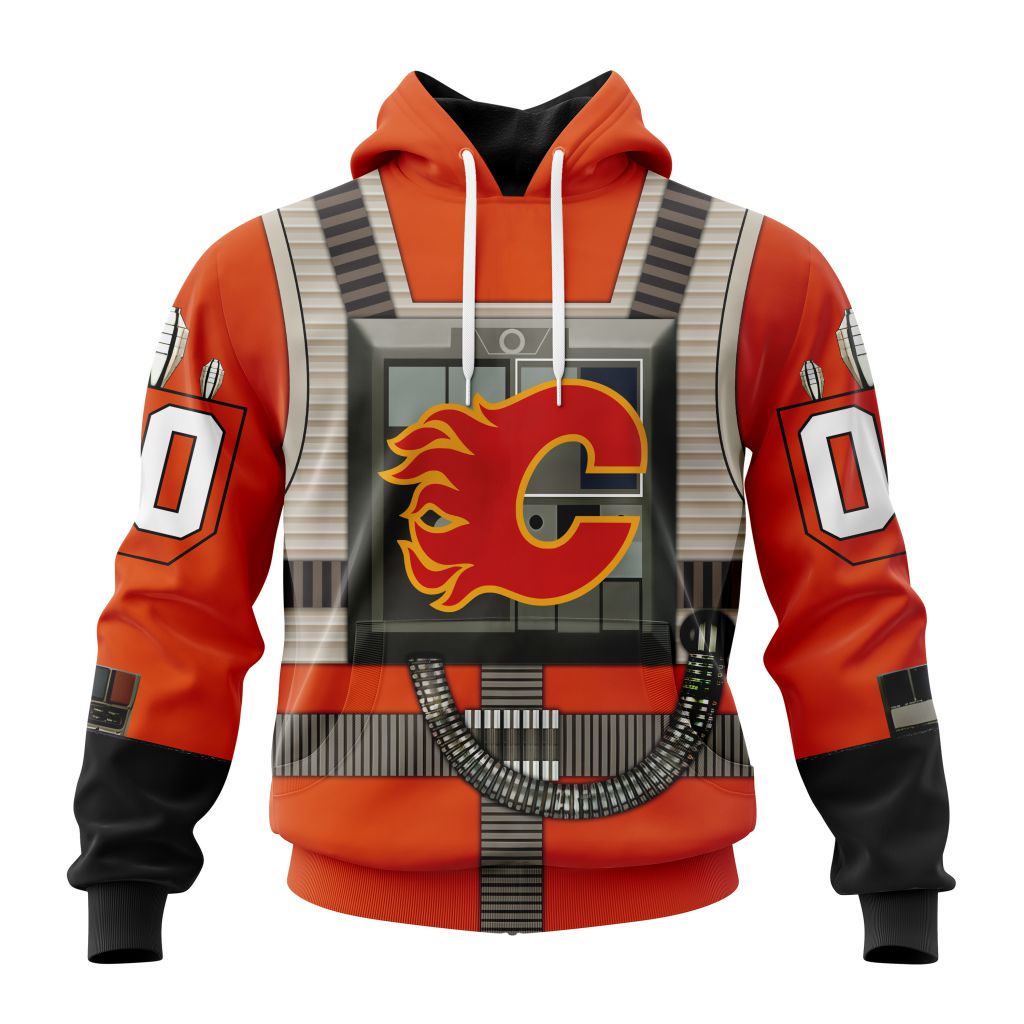 Personalized Nhl Calgary Flames Star Wars Rebel Pilot Design Pullover Hoodie