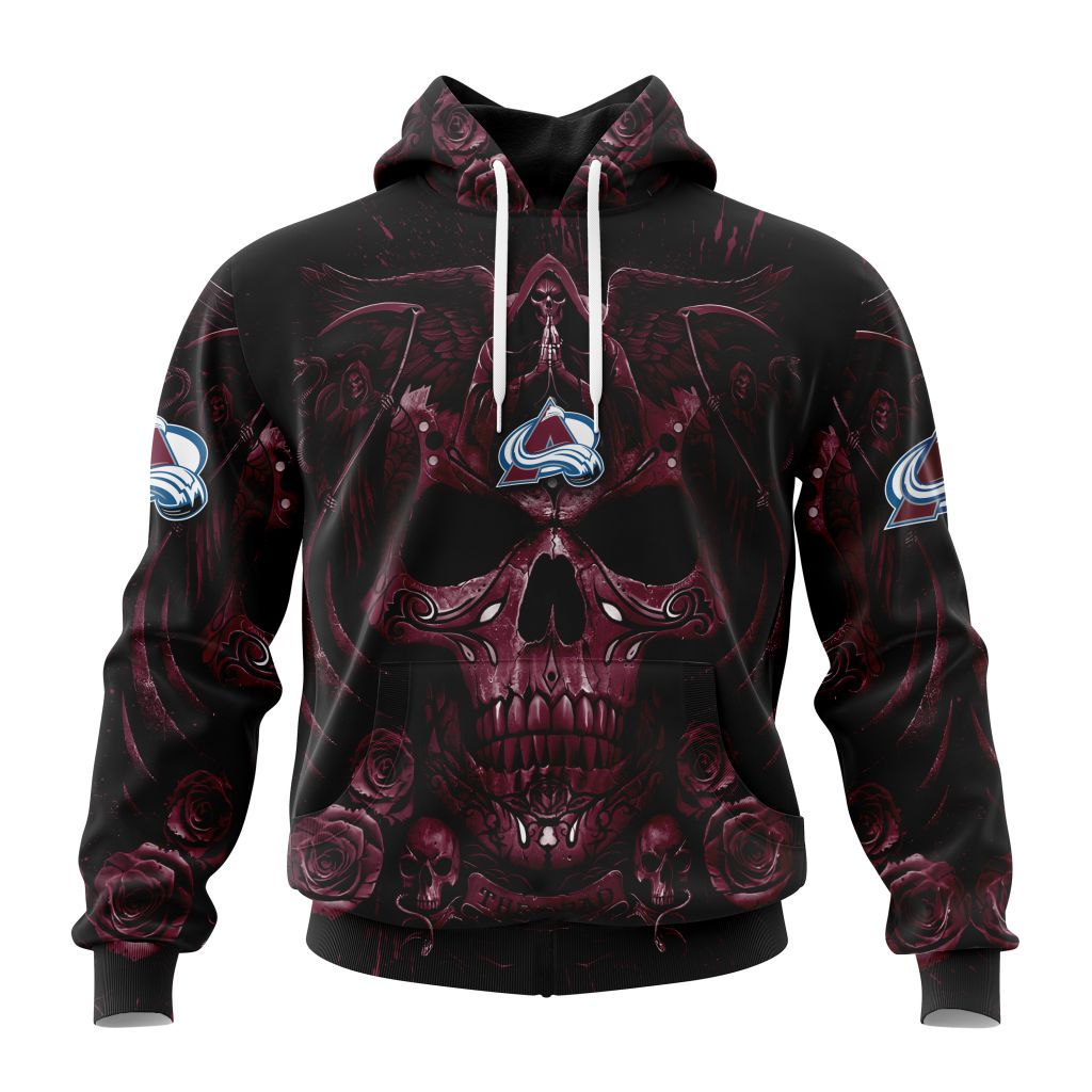 Personalized Nhl Colorado Avalanche Special Design With Skull Art Pullover Hoodie