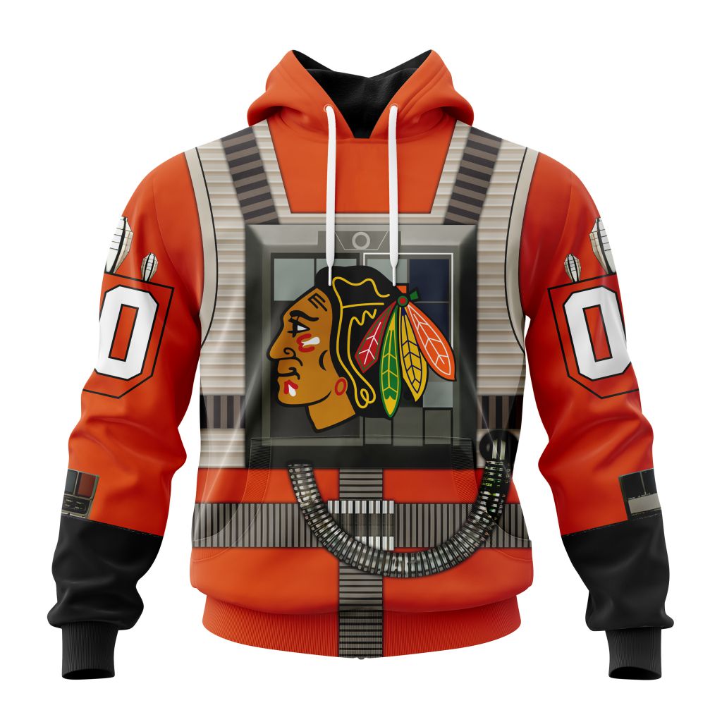 Personalized Nhl Chicago Blackhawks Star Wars Rebel Pilot Design Pullover Hoodie