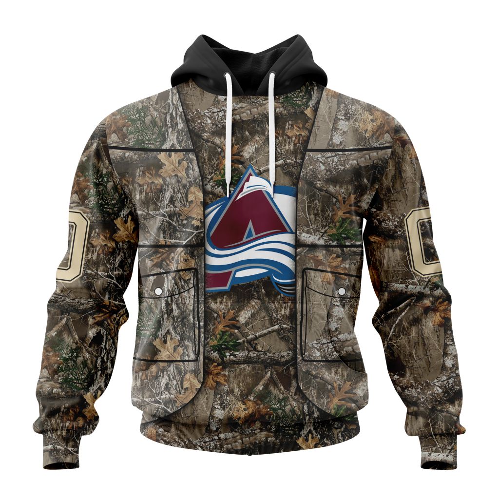 Personalized Nhl Colorado Avalanche Vest Kits With Realtree Camo Pullover Hoodie