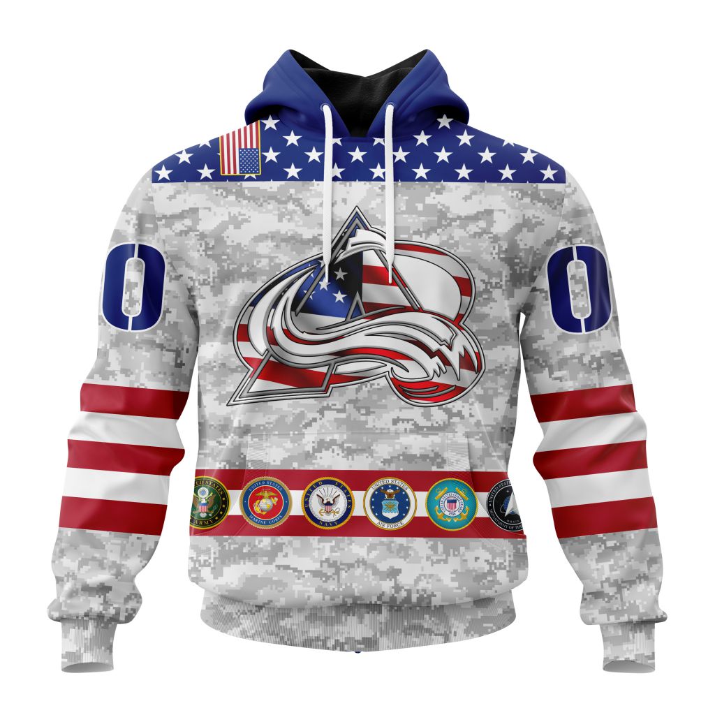 Personalized Nhl Colorado Avalanche Armed Forces Appreciation Pullover Hoodie