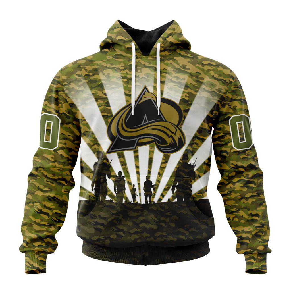 Personalized Nhl Colorado Avalanche Military Camo Kits For Veterans Day And Rememberance Day Pullover Hoodie