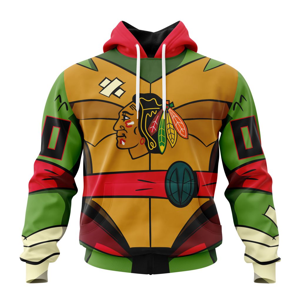 Personalized Nhl Chicago Blackhawks Teenage Mutant Ninja Turtles Design Pullover Hoodie