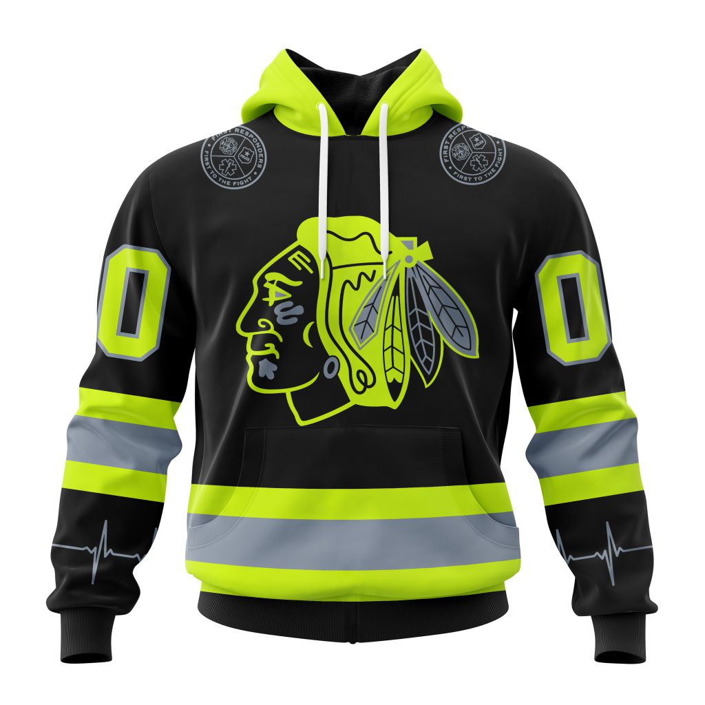 Personalized Nhl Chicago Blackhawks Specialized Kits With Firefighter Uniforms Color Pullover Hoodie