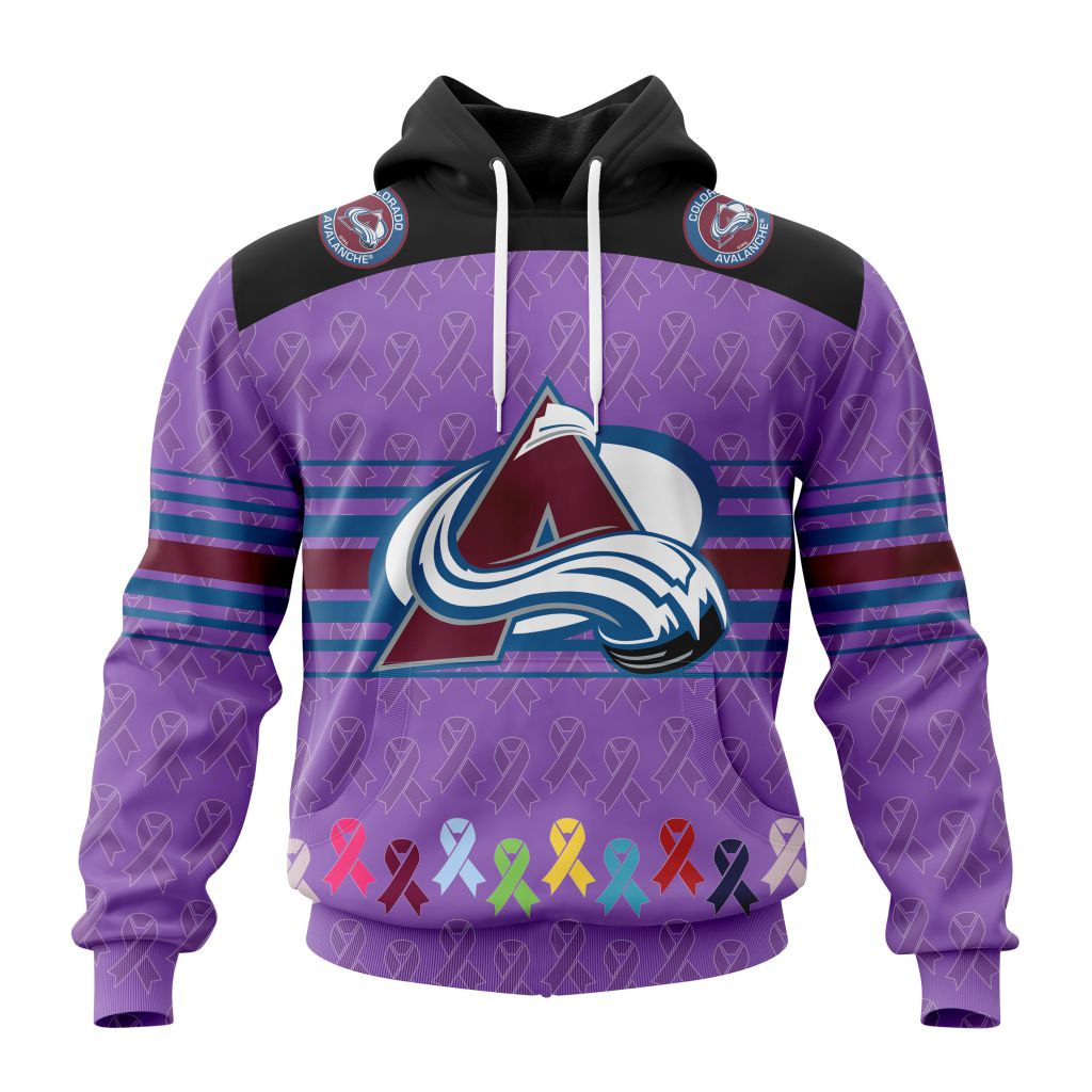 Personalized Nhl Colorado Avalanche Specialized Design Fights Cancer Pullover Hoodie