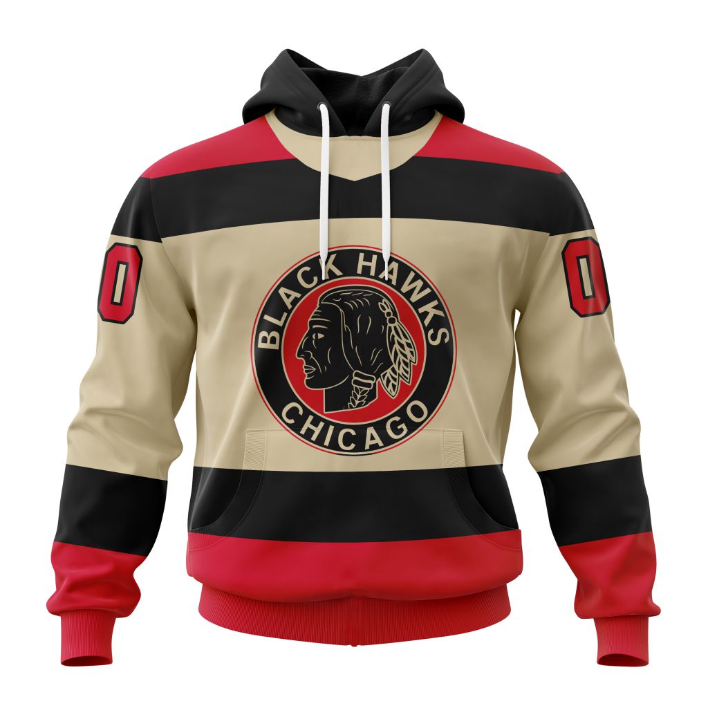 Personalized Nhl Chicago Blackhawks Specialized Kits With Retro Concepts Pullover Hoodie