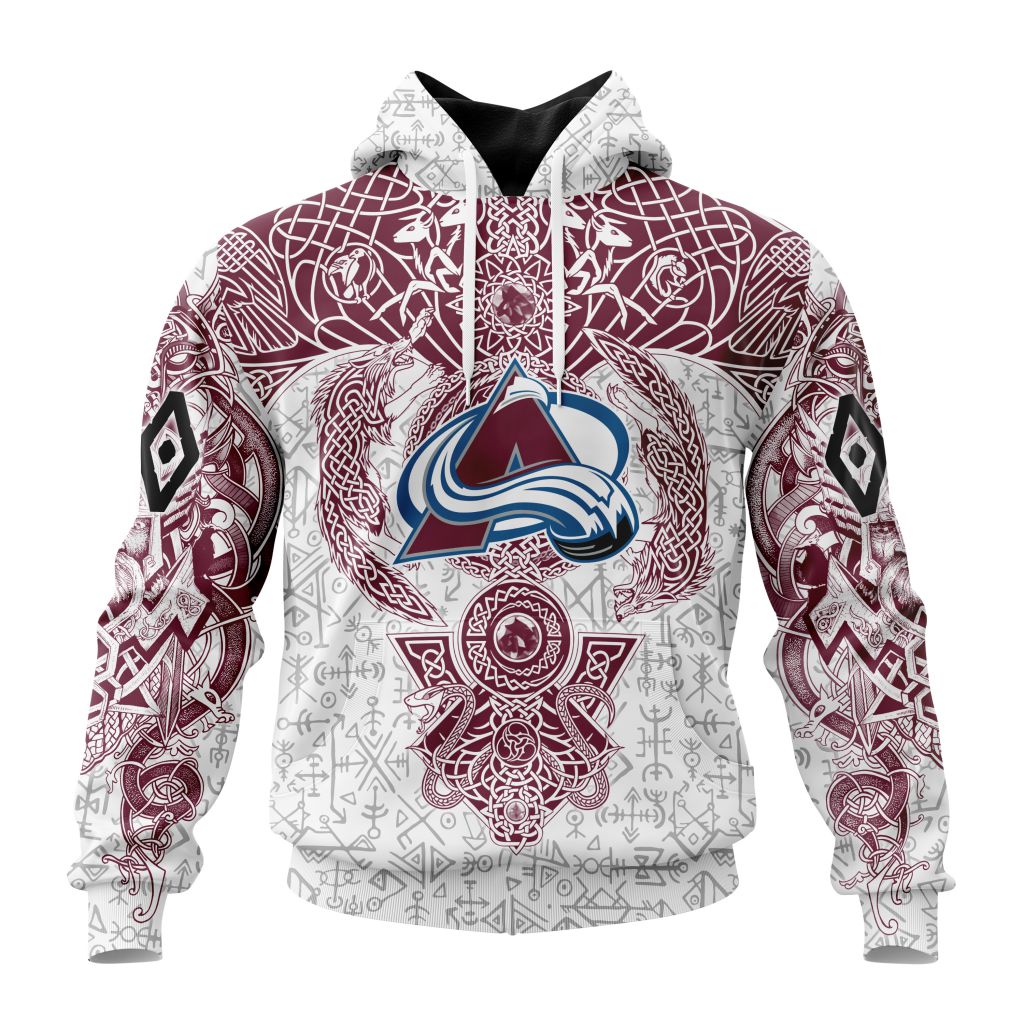 Personalized Nhl Colorado Avalanche Special Norse Viking Symbols Pullover Hoodie