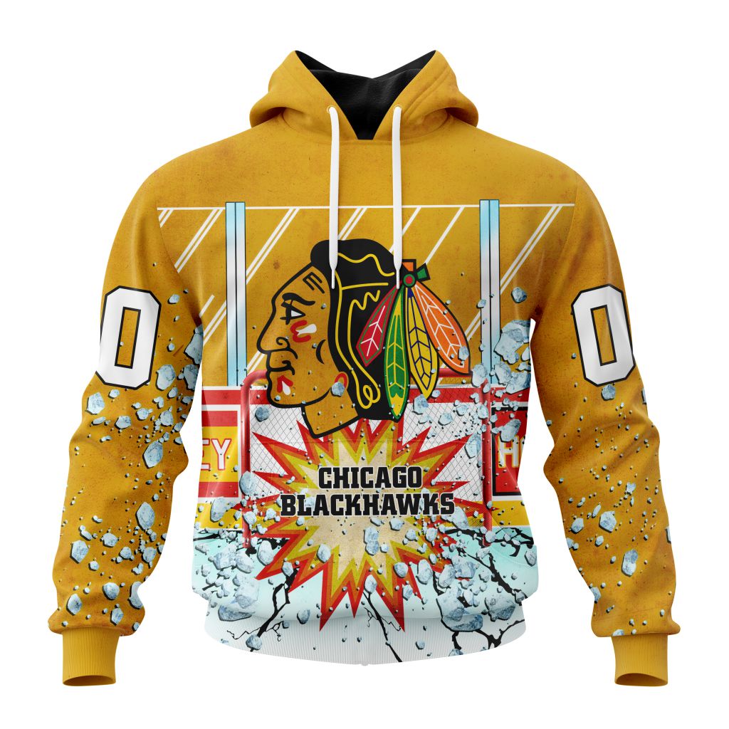Personalized Nhl Chicago Blackhawks With Ice Hockey Arena Pullover Hoodie
