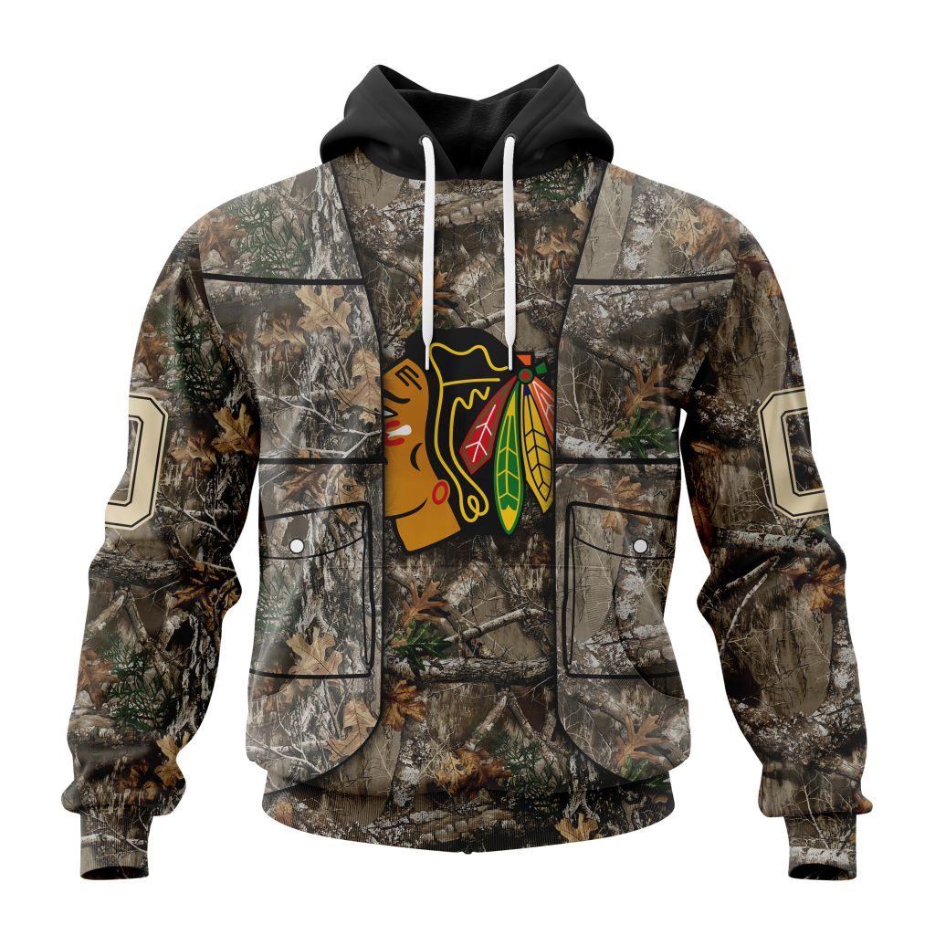 Personalized Nhl Chicago Blackhawks Vest Kits With Realtree Camo Pullover Hoodie