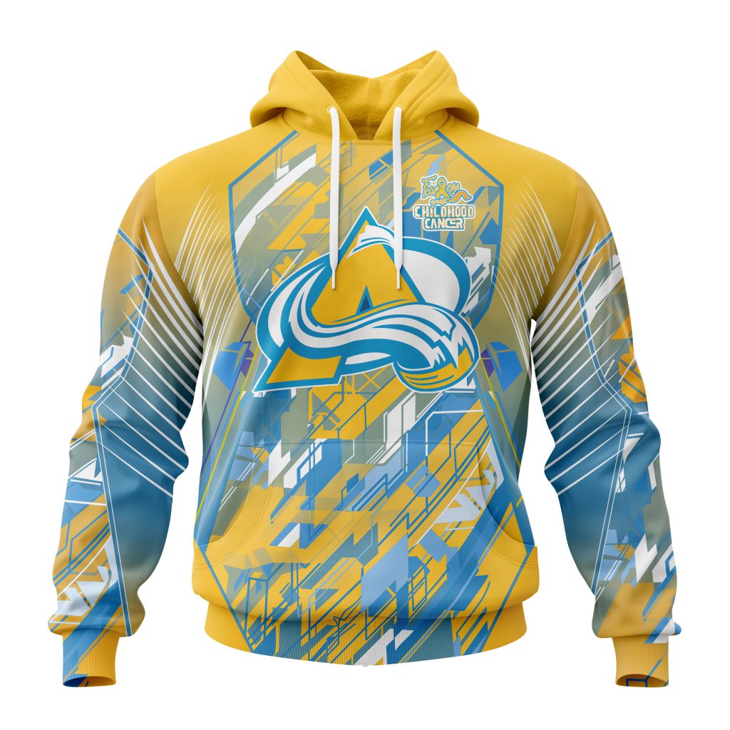 Personalized Nhl Colorado Avalanche Fearless Against Childhood Cancers Pullover Hoodie