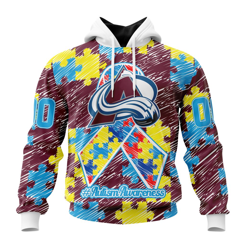 Personalized Nhl Colorado Avalanche Special Autism Awareness Month Pullover Hoodie
