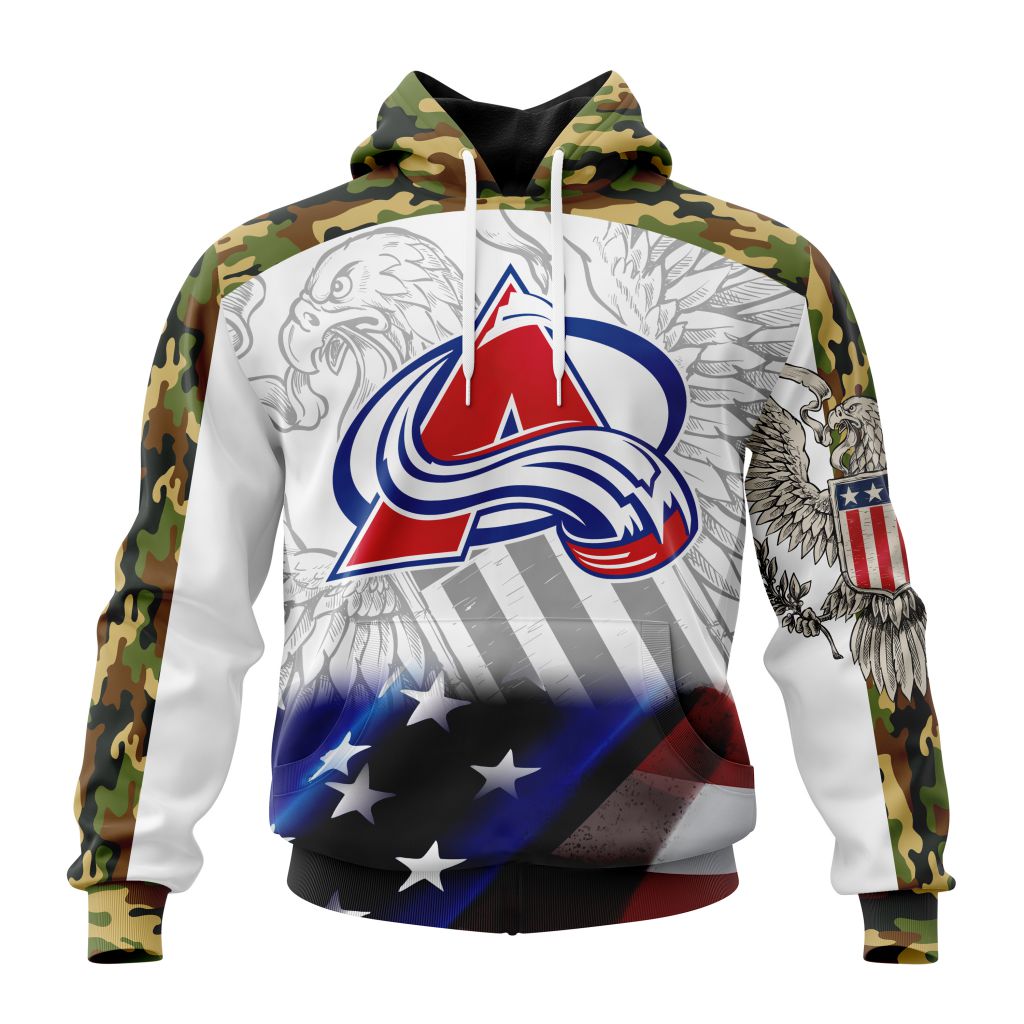 Personalized Nhl Colorado Avalanche Specialized Design With Our America Eagle Flag Pullover Hoodie