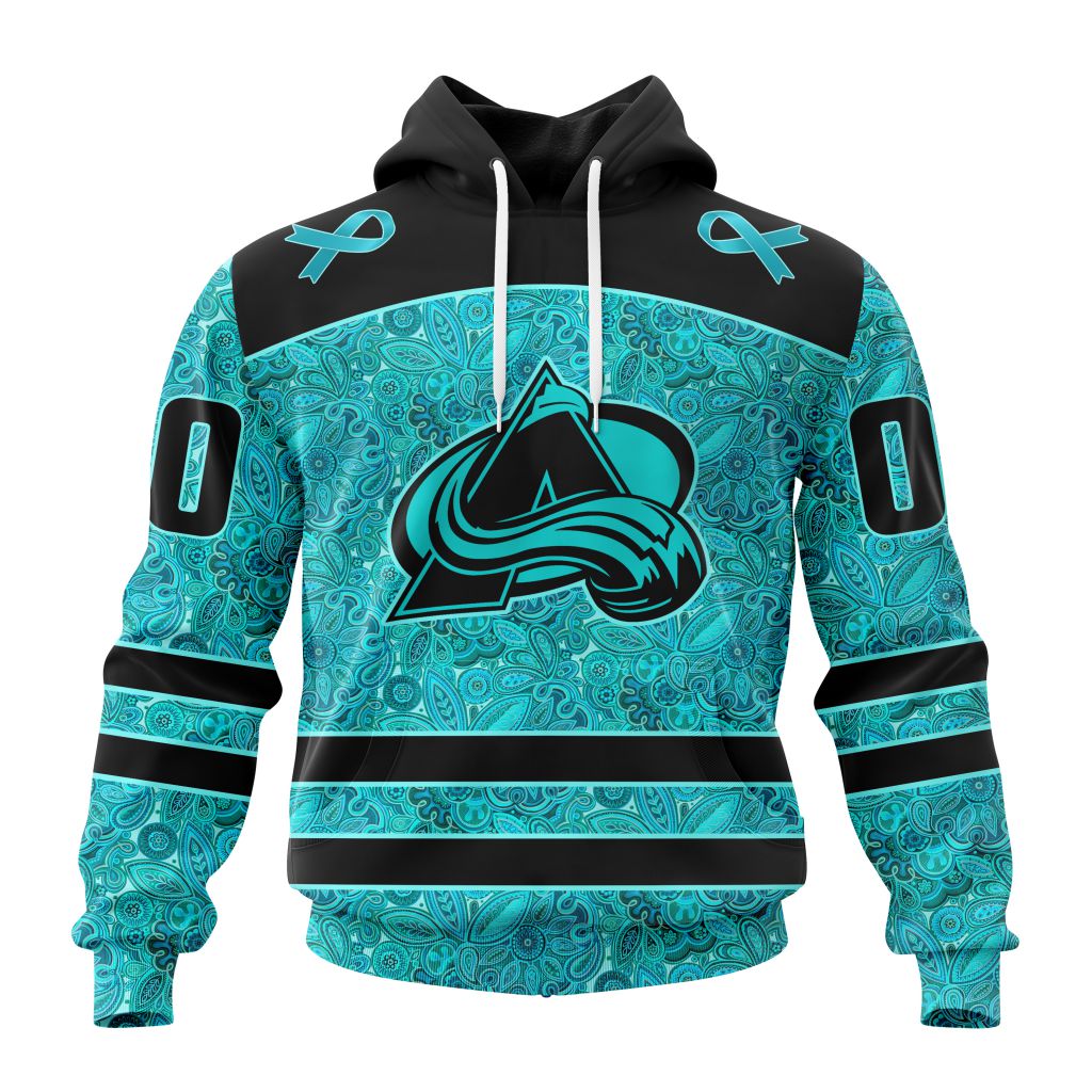 Personalized Nhl Colorado Avalanche Special Design Fight Ovarian Cancer Pullover Hoodie