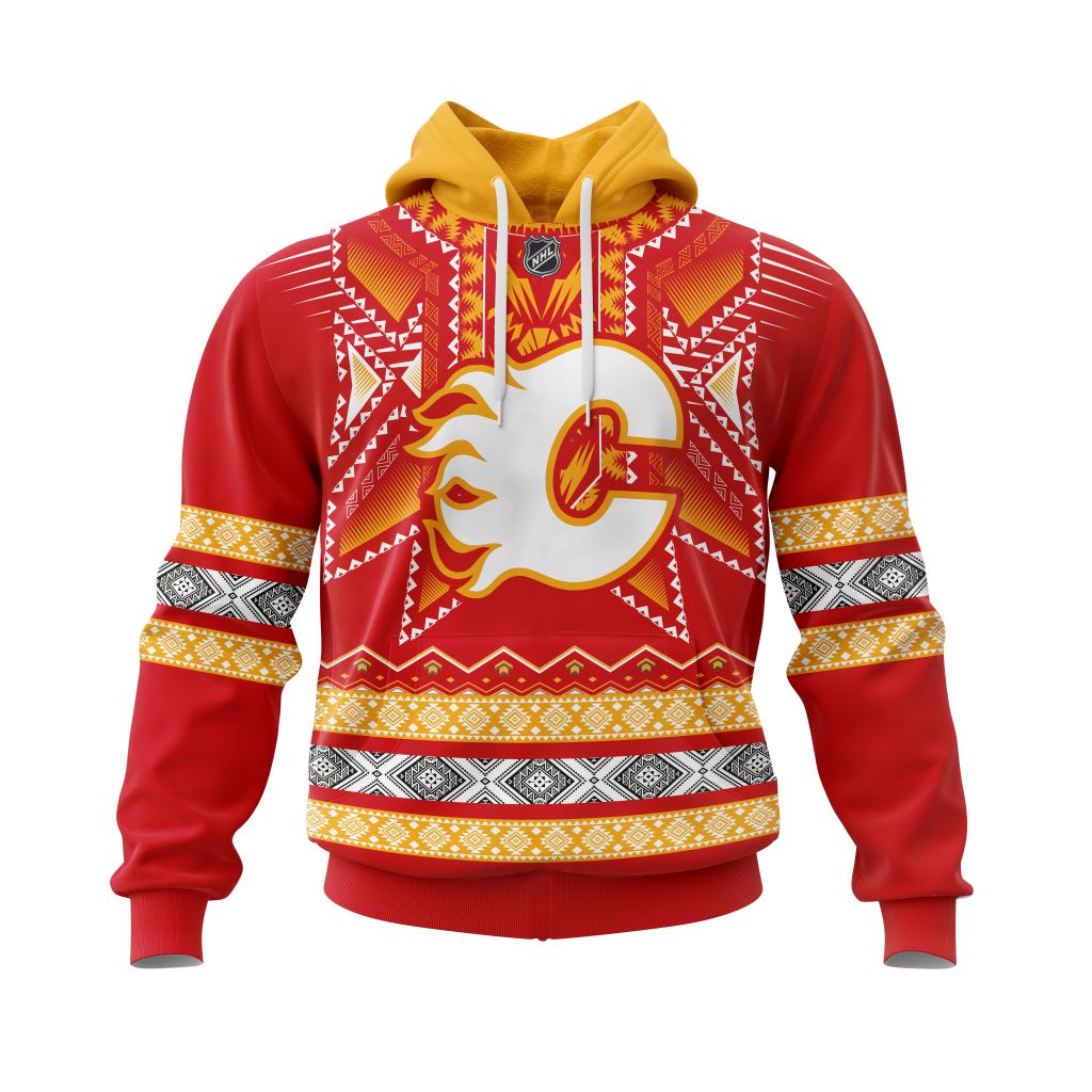 Personalized Nhl Calgary Flames Specialized Native Concepts Pullover Hoodie