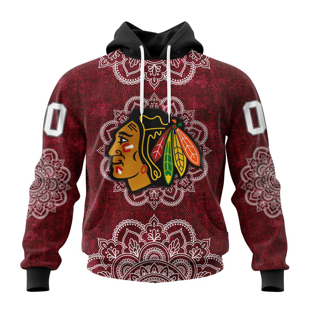 Personalized Nhl Chicago Blackhawks Specialized Mandala Style Pullover Hoodie