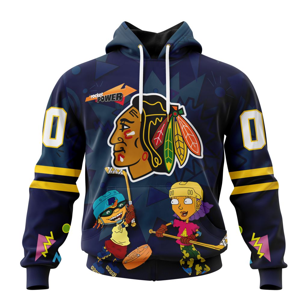 Personalized Nhl Chicago Blackhawks Specialized For Rocket Power Pullover Hoodie