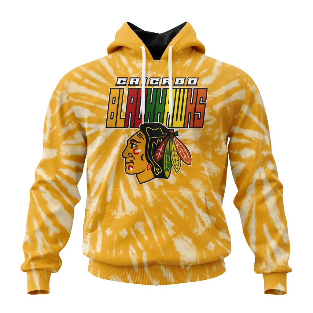 Personalized Nhl Chicago Blackhawks Special Retro Vintage Tie Dye Pullover Hoodie