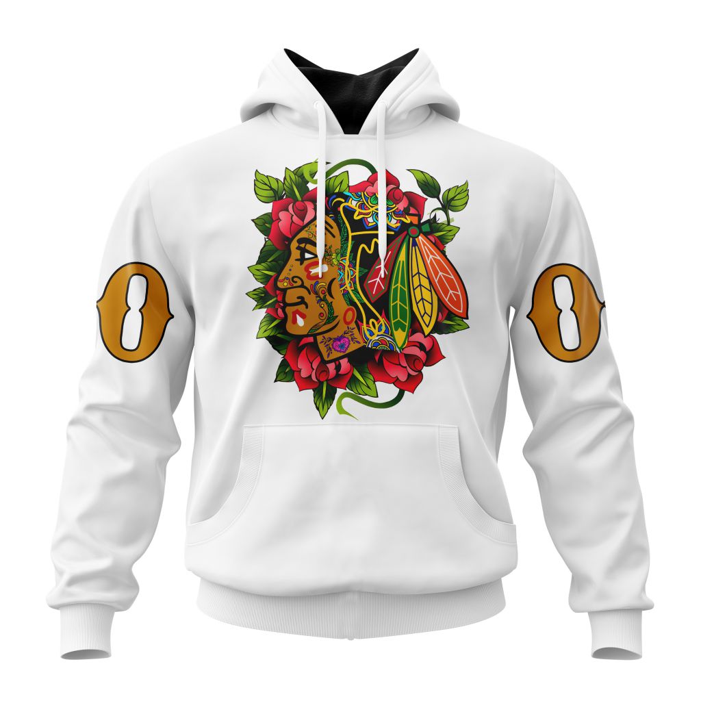 Personalized Nhl Chicago Blackhawks Specialized Dia De Muertos Pullover Hoodie