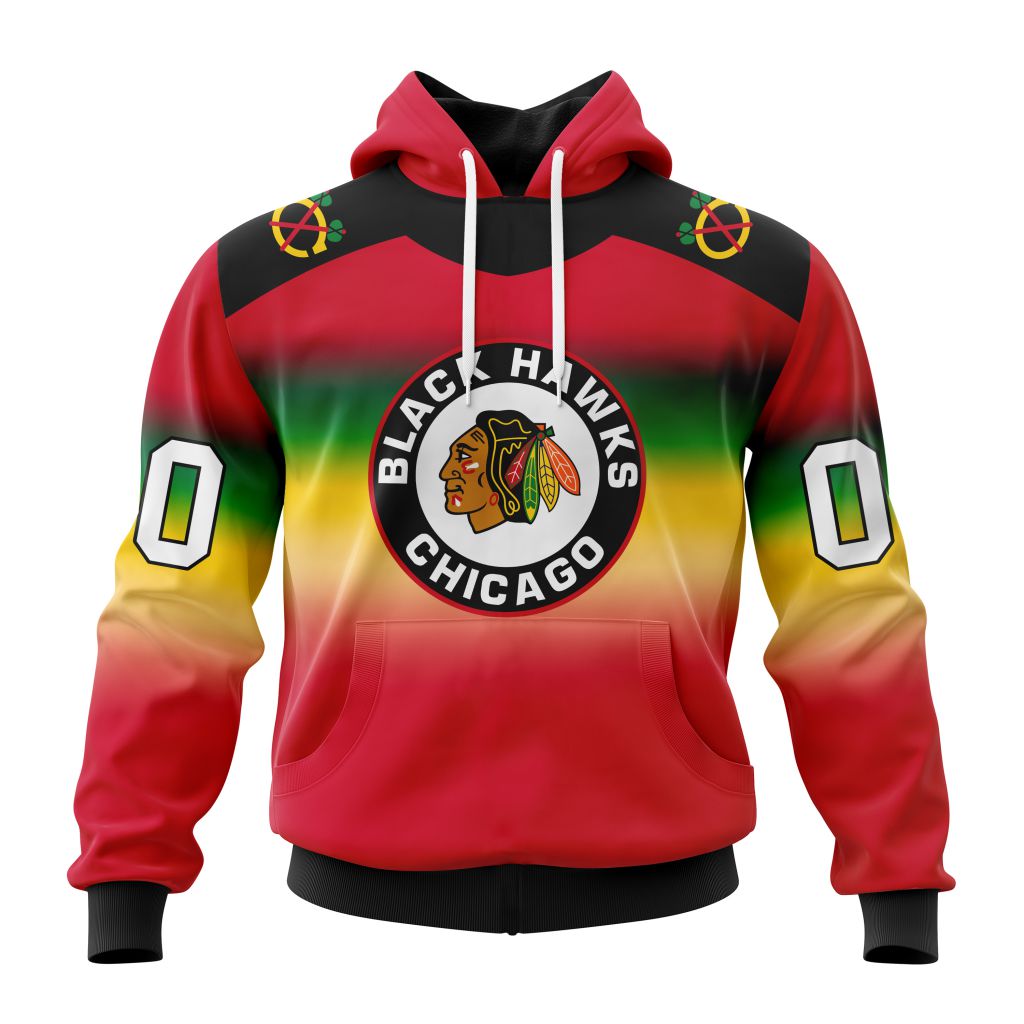 Personalized Nhl Chicago Blackhawks Special Retro Gradient Design Pullover Hoodie