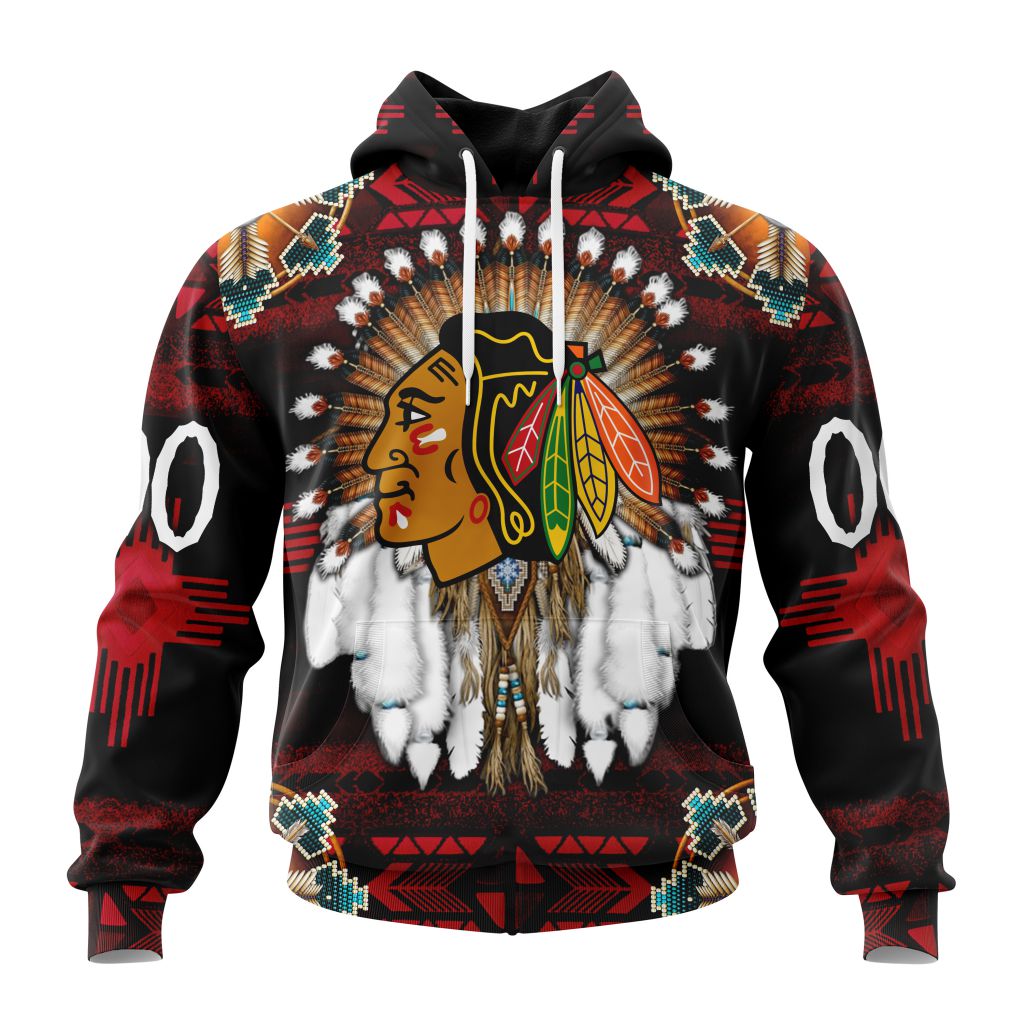Personalized Nhl Chicago Blackhawks Special Native Costume Design Pullover Hoodie