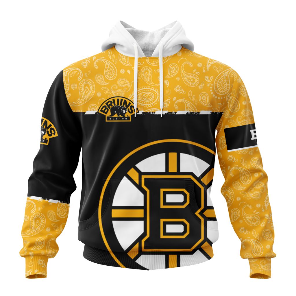 Personalized Nhl Boston Bruins Specialized Hockey With Paisley Pullover Hoodie